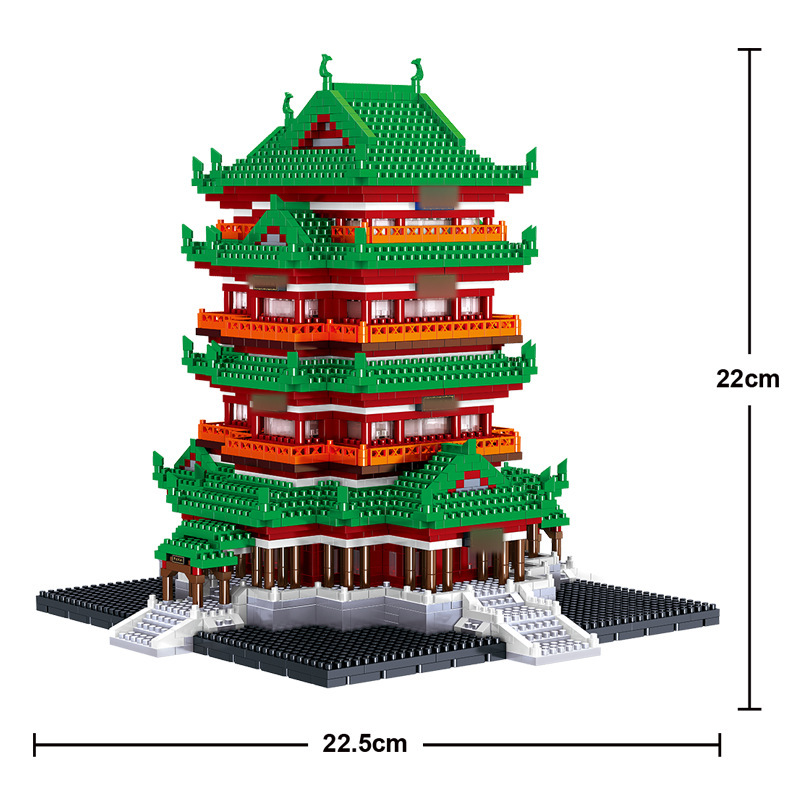 滕王阁中国四大名楼积木岳阳楼建筑模型拼装益智男孩玩具生日礼物-图0