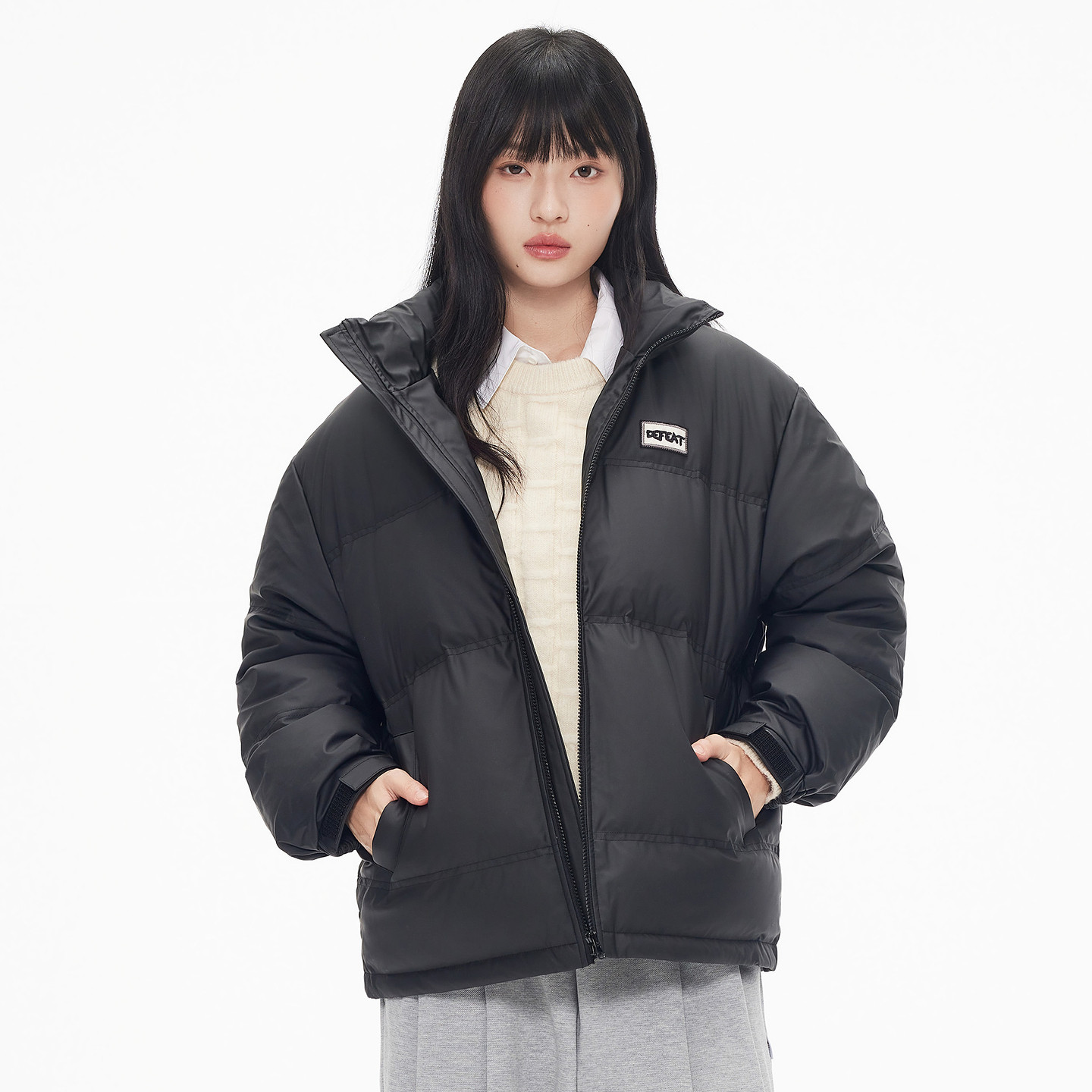 【3色可选】gxg.jeans男装 冬季保暖短款PU革立领羽绒服外套男,淘宝优惠券,粉丝福利购,淘宝优惠卷