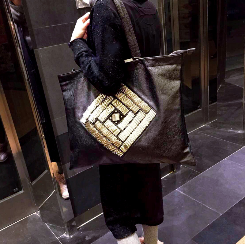 2019新款大包包 單肩包 串珠shopping bag 女式手提包流潮購物袋