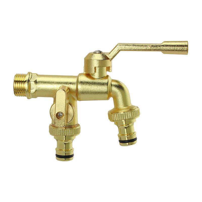 跨境洗衣机水龙头全铜花园庭院一进二出铜防冻户外水龙头,淘宝优惠券,粉丝福利购,淘宝优惠卷