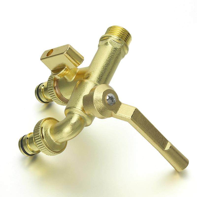 跨境洗衣机水龙头全铜花园庭院一进二出铜防冻户外水龙头,淘宝优惠券,粉丝福利购,淘宝优惠卷