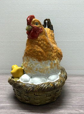 陶瓷母鸡小鸡装饰客厅礼品摆件