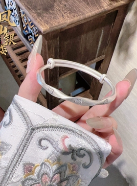 足银999.9KT猫推拉镯少女可爱