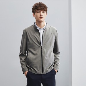 【立领】柒牌男士清仓夹克衫春季商务休闲满身印花男装外套