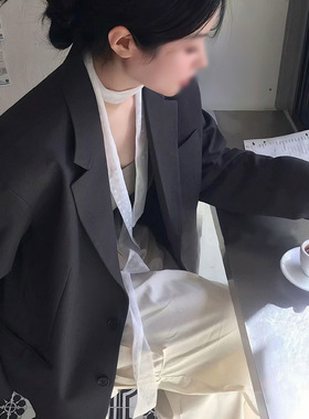 韩国in波点蕾丝长款丝巾飘带女春夏辣妹叠戴层次感百搭装饰项链