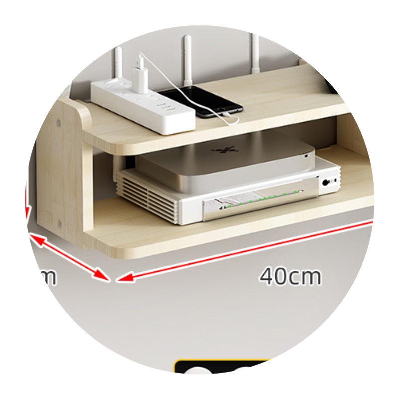 实木客厅隔板免打孔电视墙上墙面置物架路由器机顶盒床头挂墙支架 - 图1