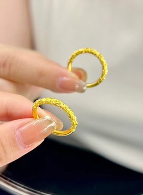 古法素圈紫荆花戒指女仿真黄金