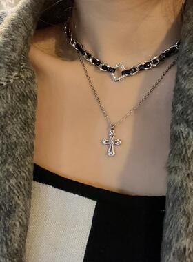 小众设计十字架双层叠戴项链
