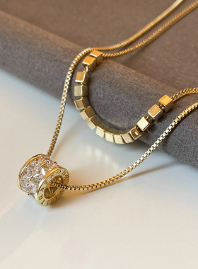 夏日双层叠戴锆石项链