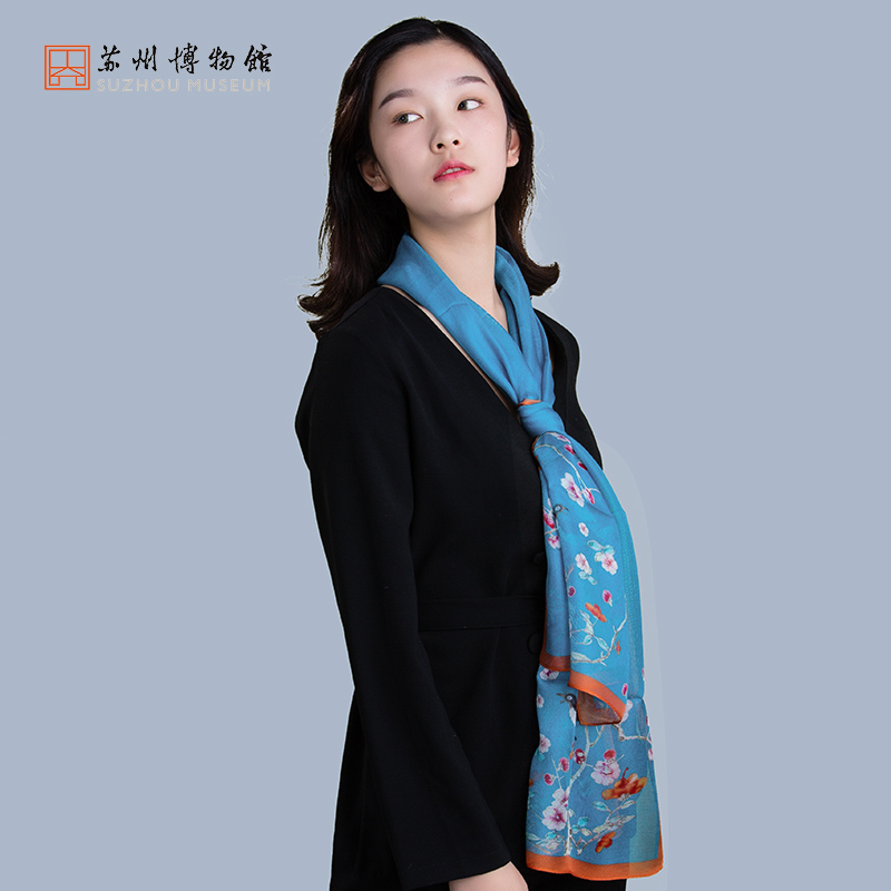 苏州博物馆居仁堂喜上眉梢秋冬丝巾 苏州博物馆围巾/丝巾/披肩