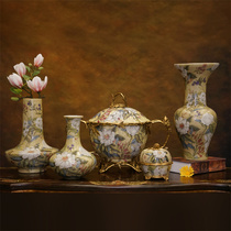 Chenya Home Ice Cracks Ceramic Inlaid Bronze Peony Bloom Fruits Bowl lid New Chinese pendulum piece 1292