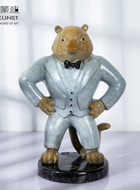 阿斯蒙迪青铜虎摆件生肖虎生日礼儿童房书房桌面摆件商务礼林翔