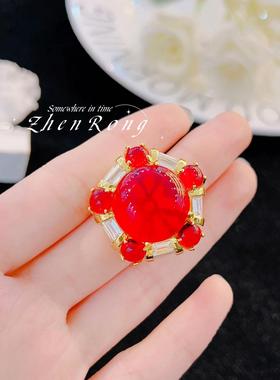 网红同款vintage中古风人工鸽血