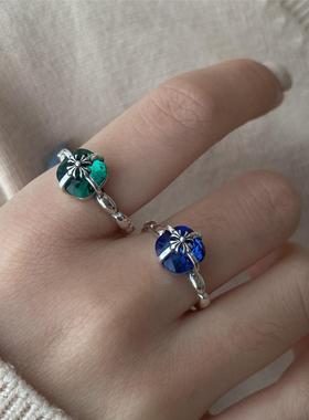 纯白铜复古彩色锆石陆沉戒指女