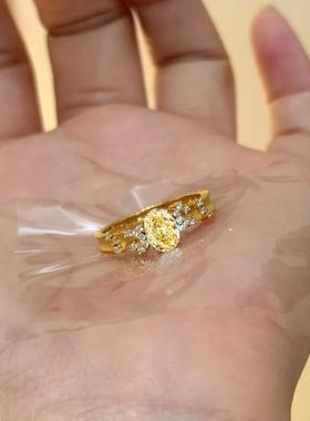 时尚轻奢冰花切鸽子蛋戒指简约