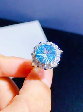 新款八心八箭仿天然天空蓝托帕石