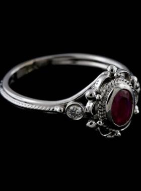 臻荣wish热卖新款镶嵌红宝石泰银
