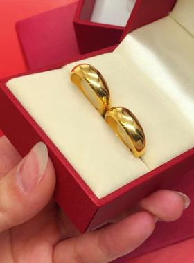 男女同款仿黄金戒指光面拉丝砂金