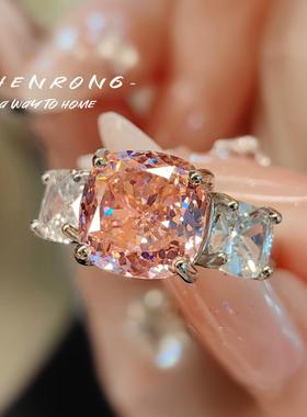 时尚百搭粉钻项链紫色吊坠进口