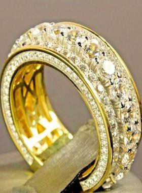 臻荣wish热卖镀14k黄金满钻圆形