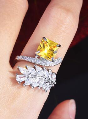 时尚个性黄钻食指指环雷迪恩冰花