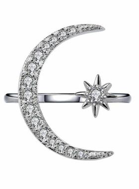 臻荣wish热卖新款新月牙星月戒指