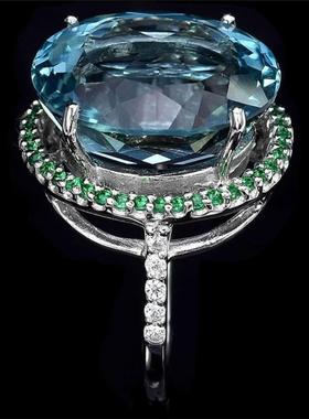 臻荣ebay新款镶嵌海蓝色托帕石