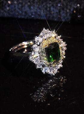 超闪奢华镶嵌祖母绿仿绿宝石开口