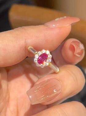 轻奢高级感中古风红刚玉戒指