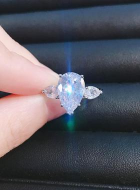 小众设计仿真莫桑石夸张中指订婚