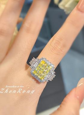 时尚轻奢镶嵌阿斯切黄钻戒指简约