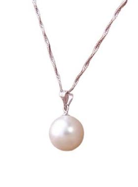 臻荣简约珍珠贝珠铜镀银项链韩版