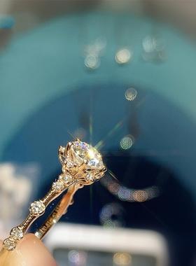 网红ins小巧1克拉仿莫桑石复古