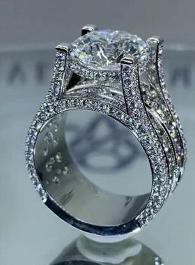 臻荣Temu新款高碳钻订婚戒指结婚