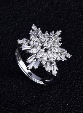 镀925纯银耳钉女雪花吊坠韩国