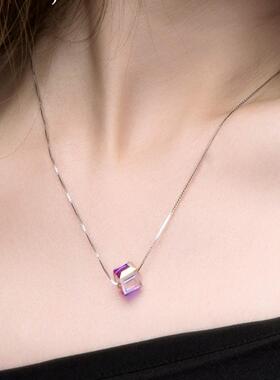 臻荣极光方糖项链奥地利水晶吊坠