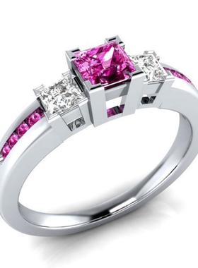 臻荣wish热卖蓝色托帕石戒指欧美