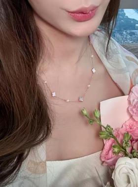 法式复古高贵镶嵌仿真珍珠粉贝