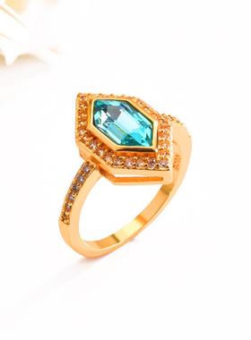 臻荣wish新款镶嵌异形海蓝色