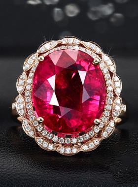 臻荣新款奢华鸽血红订婚活口戒指