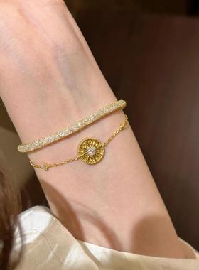 法式复古太阳女神碎冰冰镀金罗盘