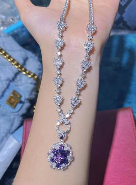 微镶满钻万能项链女高档珠宝翡翠