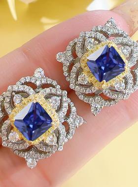 时尚复古花朵黄钻戒指公主方