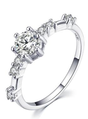 镀925纯银14K黄金7颗小碎钻精致