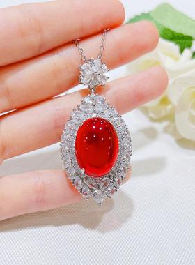 新款光面仿真鸽血红宝石套装夸张