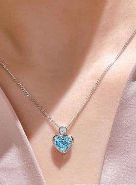 爱心彩宝戒指2克拉蓝钻海蓝宝