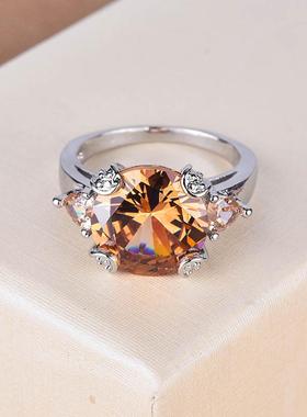 臻荣wish新款香槟色摩根石戒指