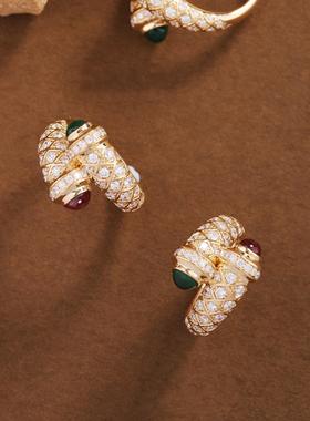 vintage中古珠宝琉璃戒指法式