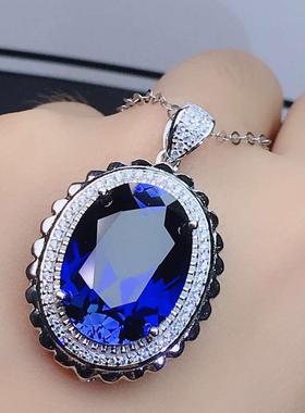 直销镶嵌椭圆形蓝宝石开口戒指