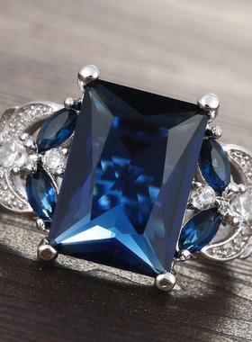 臻荣wish新款合成蓝宝石订婚戒指